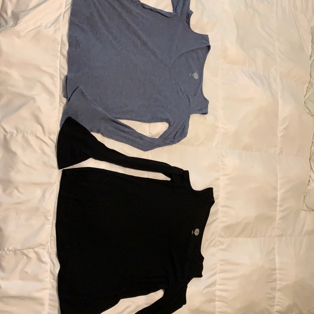 Ribbed sleeve sweaters, blue and black XS women